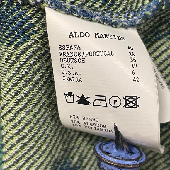 Anthropologie Aldomartins Green Blue Abstract Print Knit Blazer Womens 6 AS IS - Picture 5 of 6